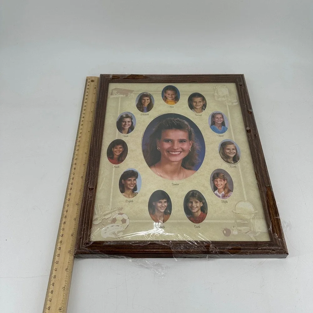 Vintage Style 11x14 School Years Picture Frame Wood Grain Multi Photo Display
